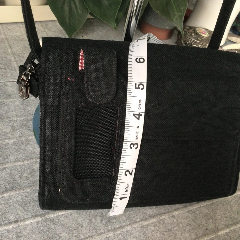 Vintage Canvas Black /White Trim Crossbody Bag with White Trim